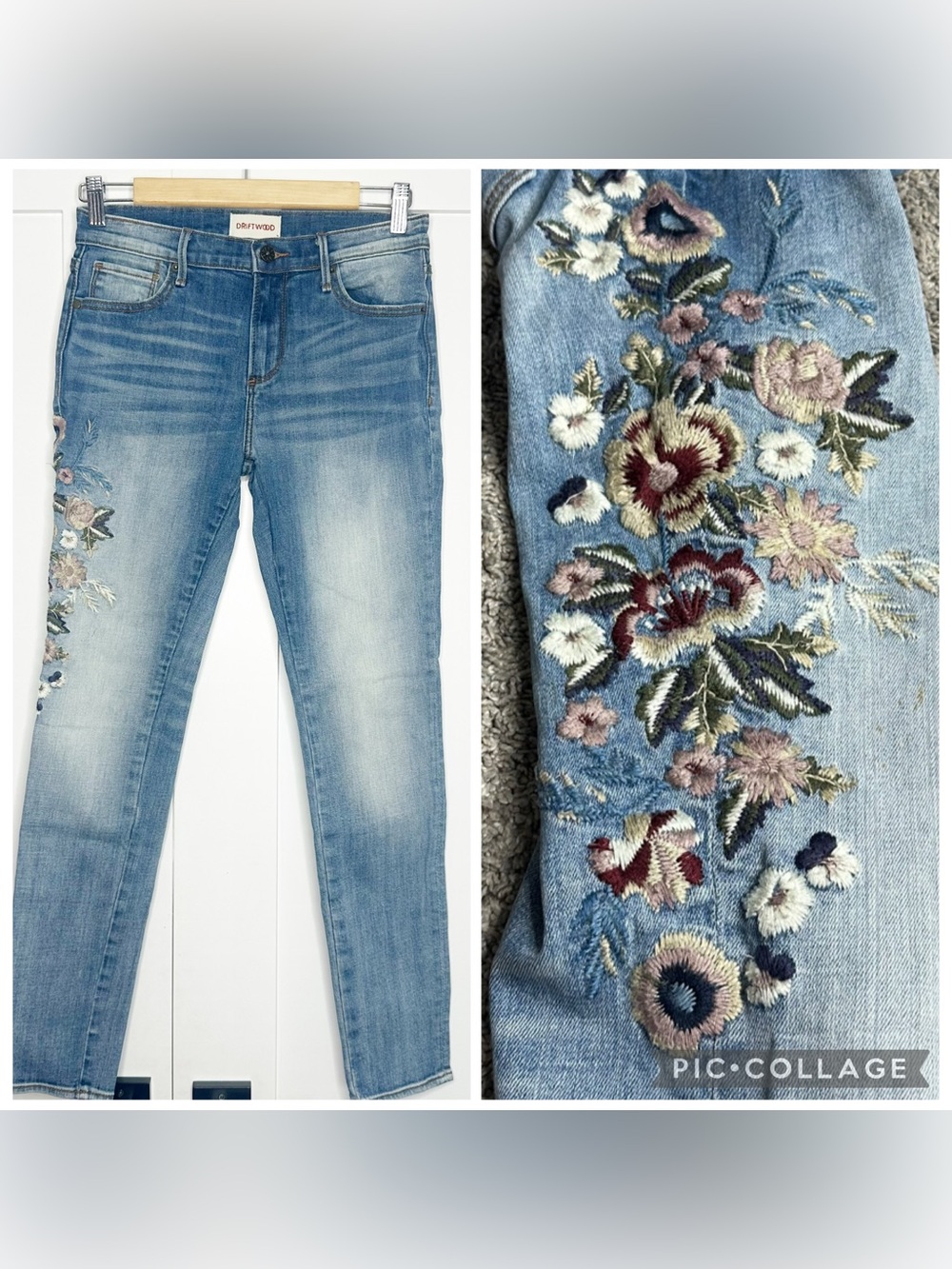Driftwood Jackie Floral High-rise Skinny Jeans 26 2 embroidered stretch cottage